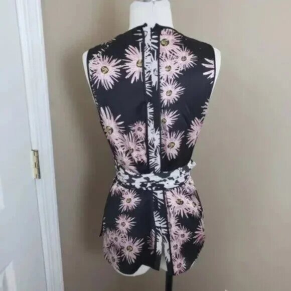 Elizabeth and James Diana floral silk sleeveless wrap top shirt XS blouse - Picture 4 of 5
